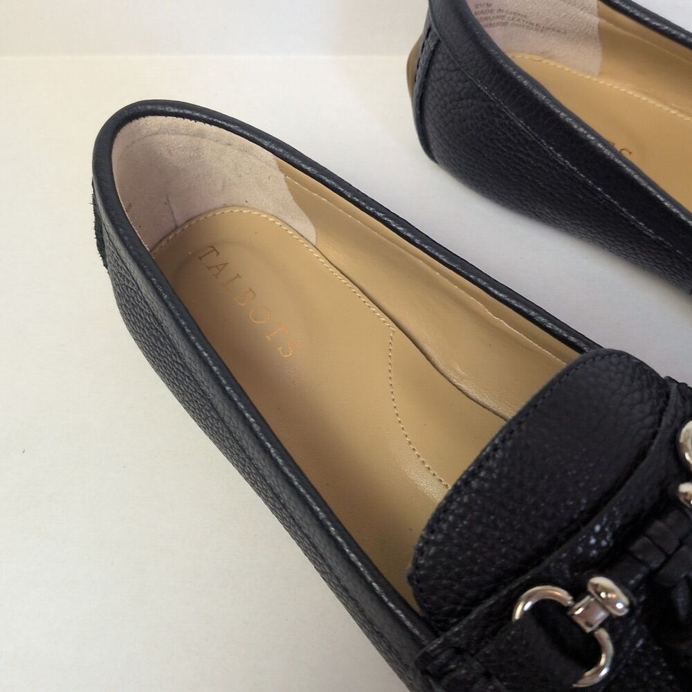 Talbots Flats Women's 8.5 Everson Tassel Driving Moccasins Indigo Blue Leather - Picture 3 of 13
